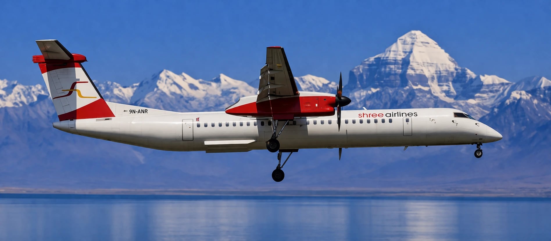 Shree Airlines charter — aerial darshan of Mount Kailash and Lake Mansarovar